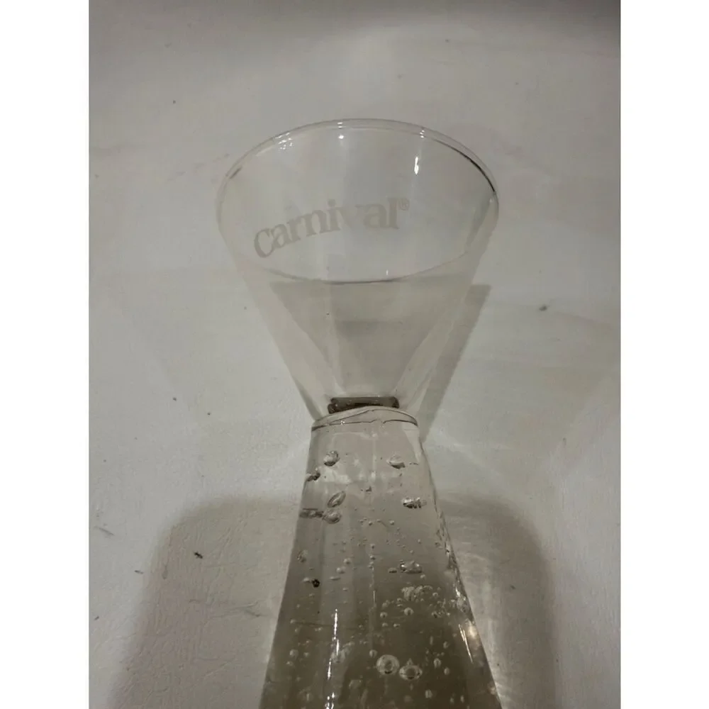 Carnival  2 Oz  Each Cruise Ship Blown Bubble Vase Shot Glasses Bar Green Clear